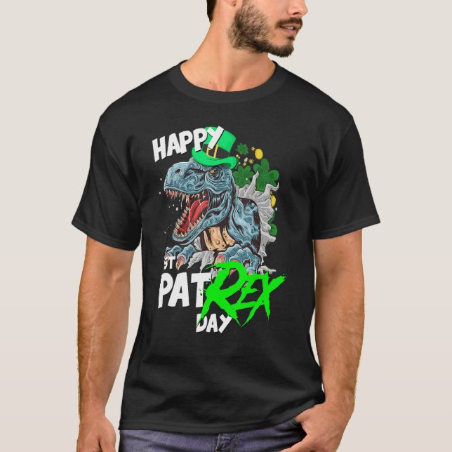 Camiseta St Patricks Day T-Rex Happy Pat Rex Day Dinosaur (Anverso)