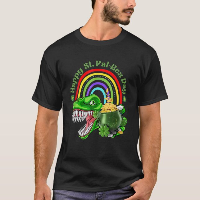 Camiseta St. PATRICKS DAY T REX HAPPY ST PAREX DAY DINOSAUR (Anverso)