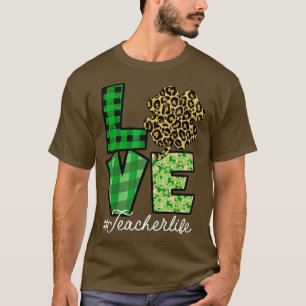 Camiseta St Patricks Day Teacher Love Leopard Shamrock Luck