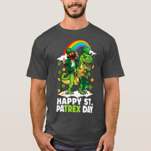 Camiseta St Patricks Day Trex Dino Leprechaun Beer T Rex Di