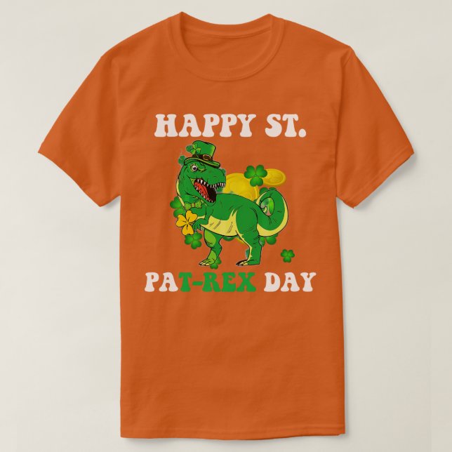 Camiseta St Patricks Day Trex Dinosaur Shamrock Irlandés (Diseño del anverso)