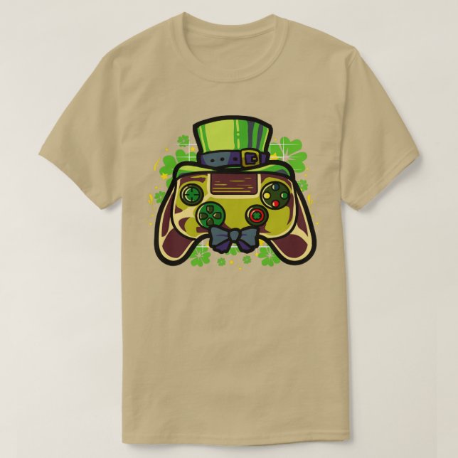 Camiseta St Patricks Day Video Game Controller Irish Gamer1 (Diseño del anverso)