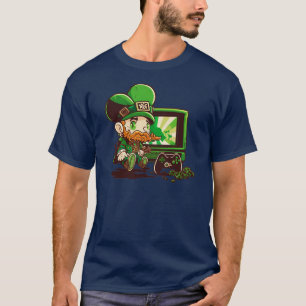 Camiseta St Patricks Day Video Game Shirer Gamer Leprechaun