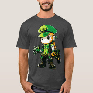 Camiseta St Patricks Day Video Game Shirer Gamer Leprechaun