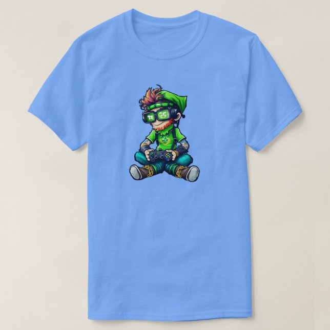 Camiseta St Patricks Day Video Game Shirer Gamer Leprechaun (Diseño del anverso)