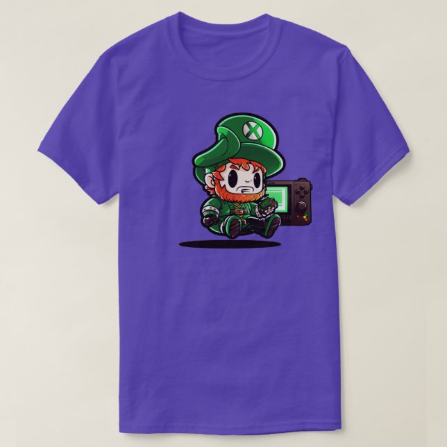 Camiseta St Patricks Day Video Game Shirer Gamer Leprechaun (Diseño del anverso)