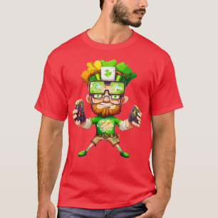 Camiseta St Patricks Day Video Game Shirer Gamer Leprechaun
