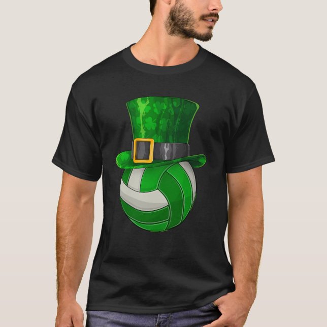 Camiseta St Patrick's Day Volleyball Leprechaun Shamrock (Anverso)