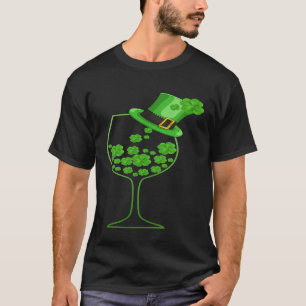 Camiseta St Patricks Day Wine Glass Lucky Irish Shamrock
