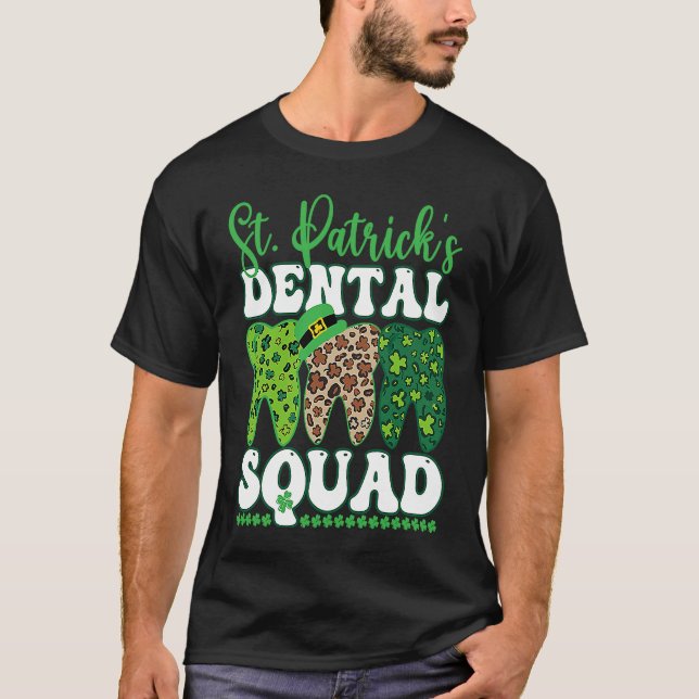 Camiseta St Patrick's Dental Squad Leopard Tooth For Dentis (Anverso)