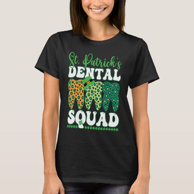 Camiseta St Patrick's Dental Squad Leopard Tooth For Dentis (Anverso)