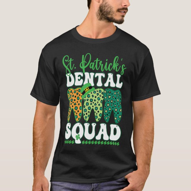 Camiseta St Patrick's Dental Squad Leopard Tooth For Dentis (Anverso)