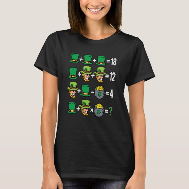 Camiseta St Patricks Día Orden de operaciones Math Teacher  (Anverso)