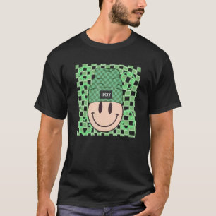 Camiseta St Patricks Happy Face Gorra Lucky Vibes Retro Irl