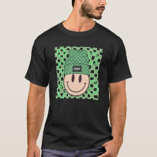 Camiseta St Patricks Happy Face Gorra Lucky Vibes Retro Irl