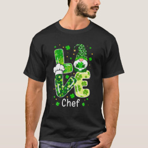 Camiseta St Patricks Lucky Funny Chef Gnome Leopardo Green 