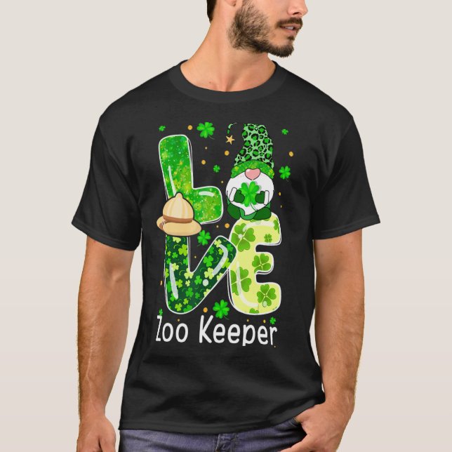 Camiseta St Patricks Lucky Funny Zoo Keeper Gnome Leopard (Anverso)