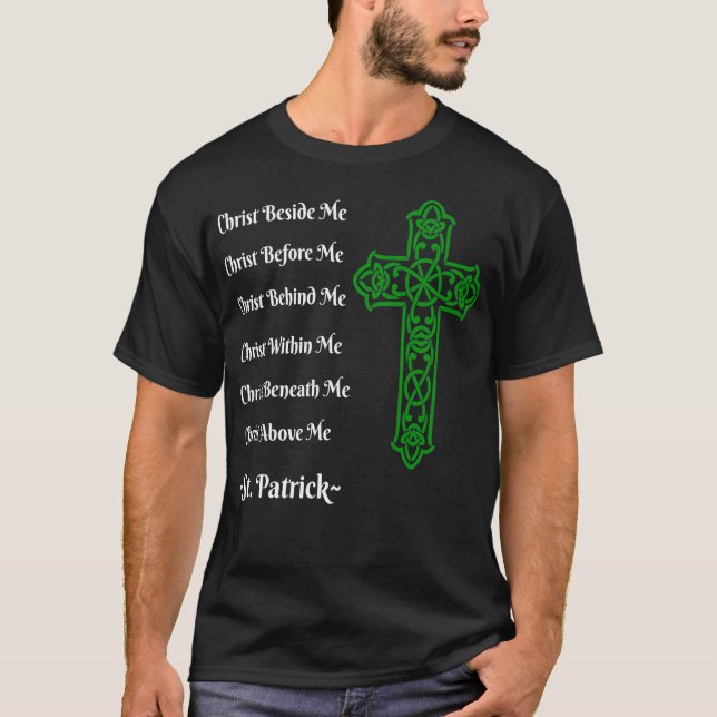 Camiseta St Patricks Oración Cruz Verde Irlandesa (Anverso)
