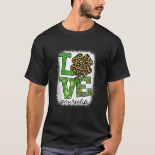 Camiseta St Patricks pochado Enfermera Leopard Shamrock Luc