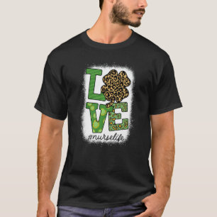 Camiseta St Patricks pochado Enfermera Leopard Shamrock Luc