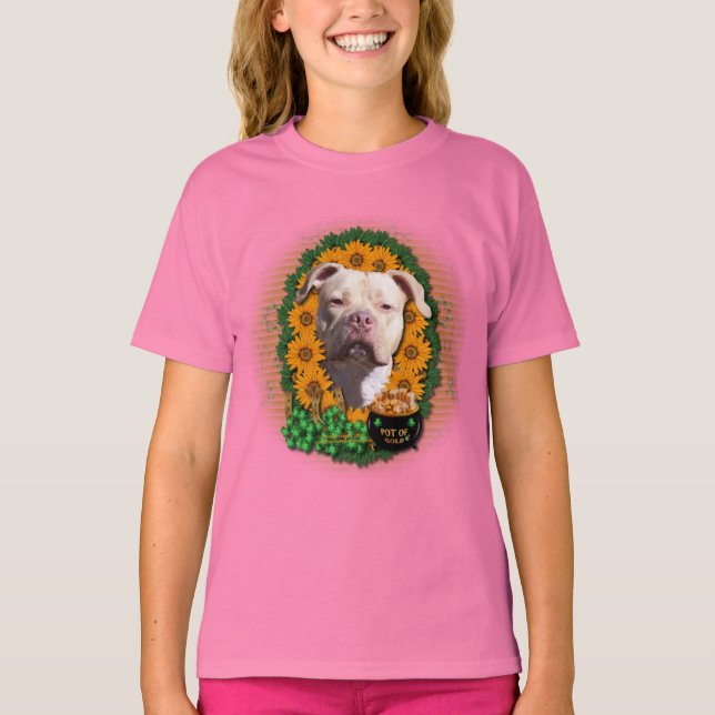Camiseta St Patricks - Pot de oro - Pitbull - Chica de Jers (Anverso)