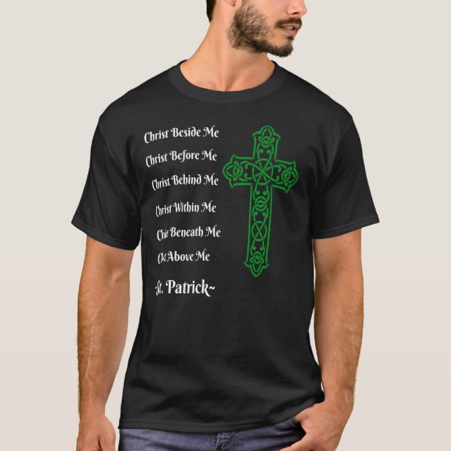 Camiseta St. Patrick's Prayer Irish Green Christian Cross t (Anverso)
