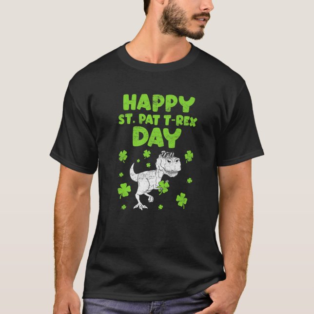 Camiseta St Patricks Saint Pat T Rex Dinosaurs Funny St. Pa (Anverso)
