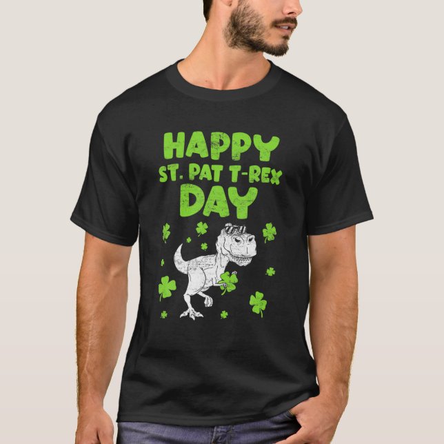 Camiseta St Patricks Saint Pat T Rex Dinosaurs Funny St. Pa (Anverso)