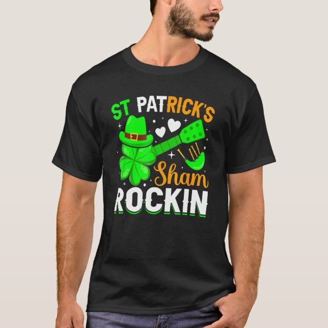 Camiseta St Patrick's Sham Rockin Shamrock Guitar St Patric (Anverso)