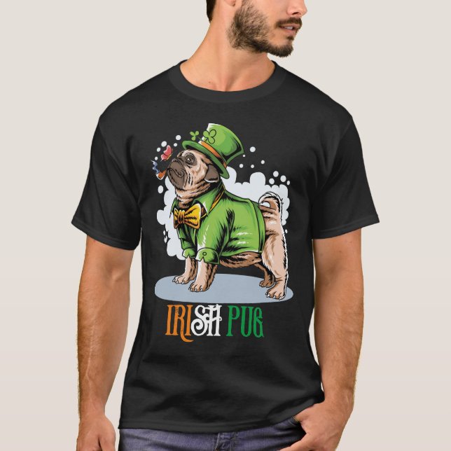 Camiseta St. Patricks's Day Irish Pug Dog T-Shirt (Anverso)