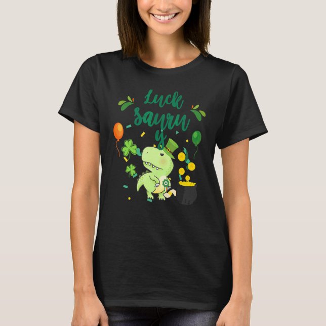 Camiseta St Patricku2019s Rex Lucky Saurus Dinosaur St Pat (Anverso)