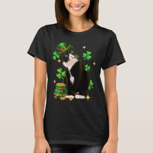 Camiseta St Patrics Day Cute Tuxedo Cat Shamrock Irish Cat