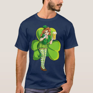 Camiseta St Patrics Day Leprechaun Redhead Women