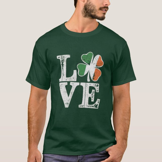 Camiseta St Patrics Day Love Lucky Irish Shamrock Green (Anverso)