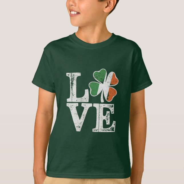 Camiseta St Patrics Day Love Lucky Irish Shamrock Green (Anverso)
