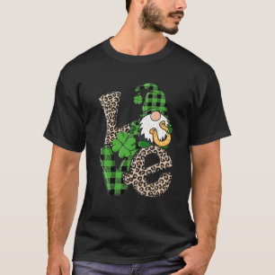 Camiseta St Patrics Day Lucky Gnome Love Shamrock Clover L