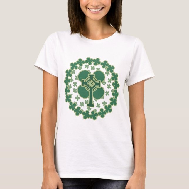 Camiseta St Patrics Day Shamrock Cross (Anverso)