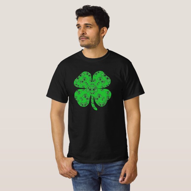Camiseta St Patrics Day Video Game Controller Shamrock (Anverso completo)