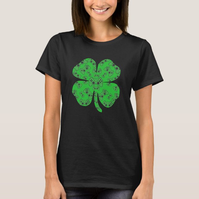 Camiseta St Patrics Day Video Game Controller Shamrock (Anverso)