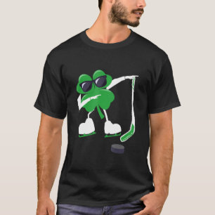 Camiseta St Patrones Dabbing Shamrock Hockey Stick Puck Boy
