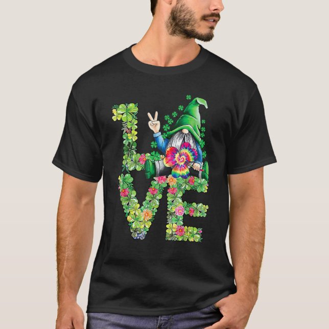 Camiseta St Patrones Día de Amor Gnome Amor Shamrock Clover (Anverso)