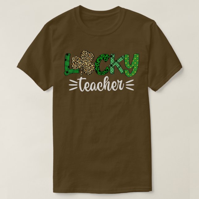 Camiseta St Pattys Leopard Shamrock Lucky Teacher St Patric (Diseño del anverso)