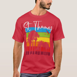 Camiseta St Thomas Lover Arboles de palma arcoiris Vacacion