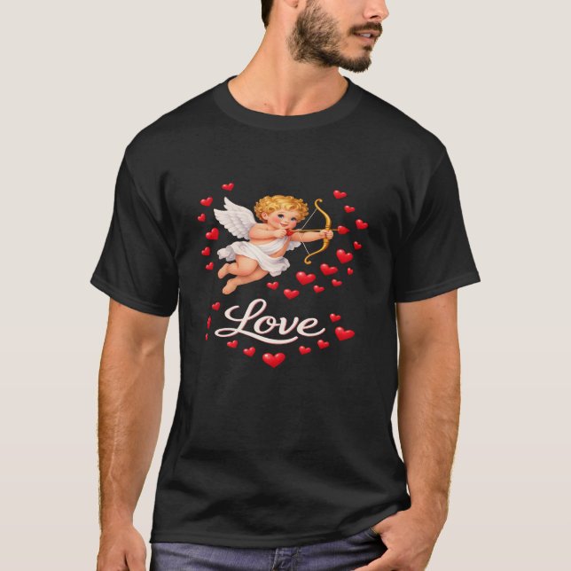 Camiseta St. Valentines Day Cupid Love Men's Black  (Anverso)
