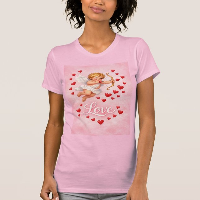 Camiseta St. Valentines Day Cupid Love Pink Red  (Anverso)