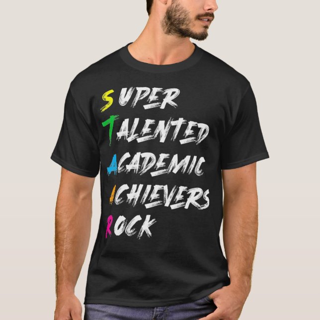 Camiseta STAAR Super Talented Academic Achievers Rock Testi (Anverso)