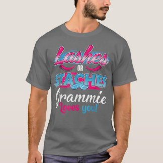 Camiseta Staches or Lashes Grammie Loves You Best Gender Re