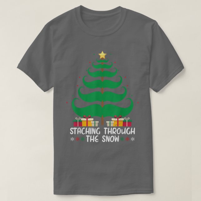 Camiseta Staching Through The Snow Funny Christmas Mustache (Diseño del anverso)