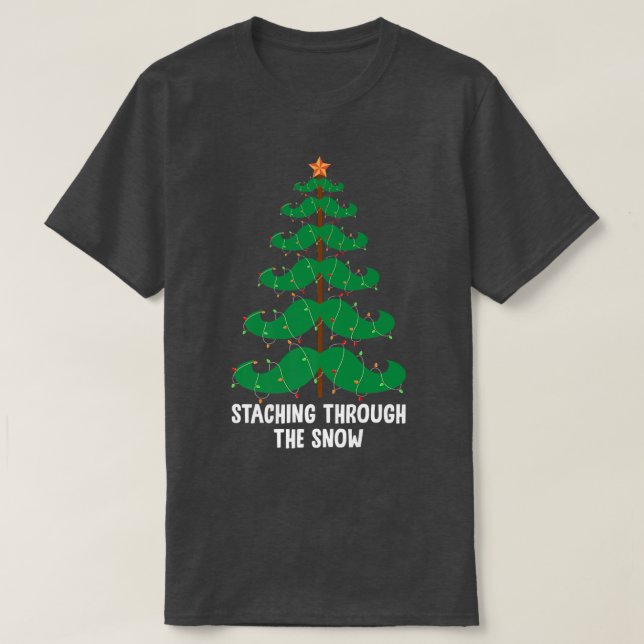 Camiseta Staching Through The Snow Funny Christmas Mustache (Diseño del anverso)
