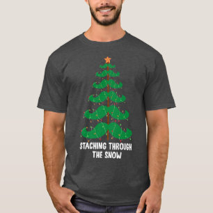 Camiseta Staching Through The Snow Funny Christmas Mustache